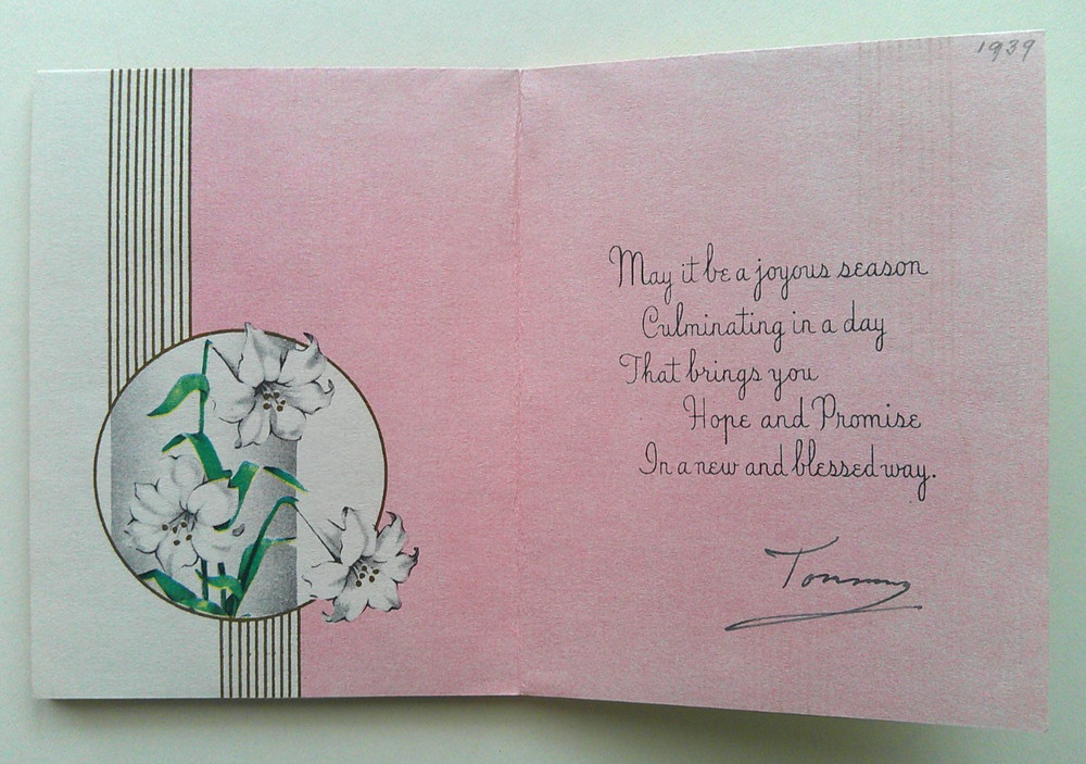 White lilies vintage Easter Greeting card *ZZ8