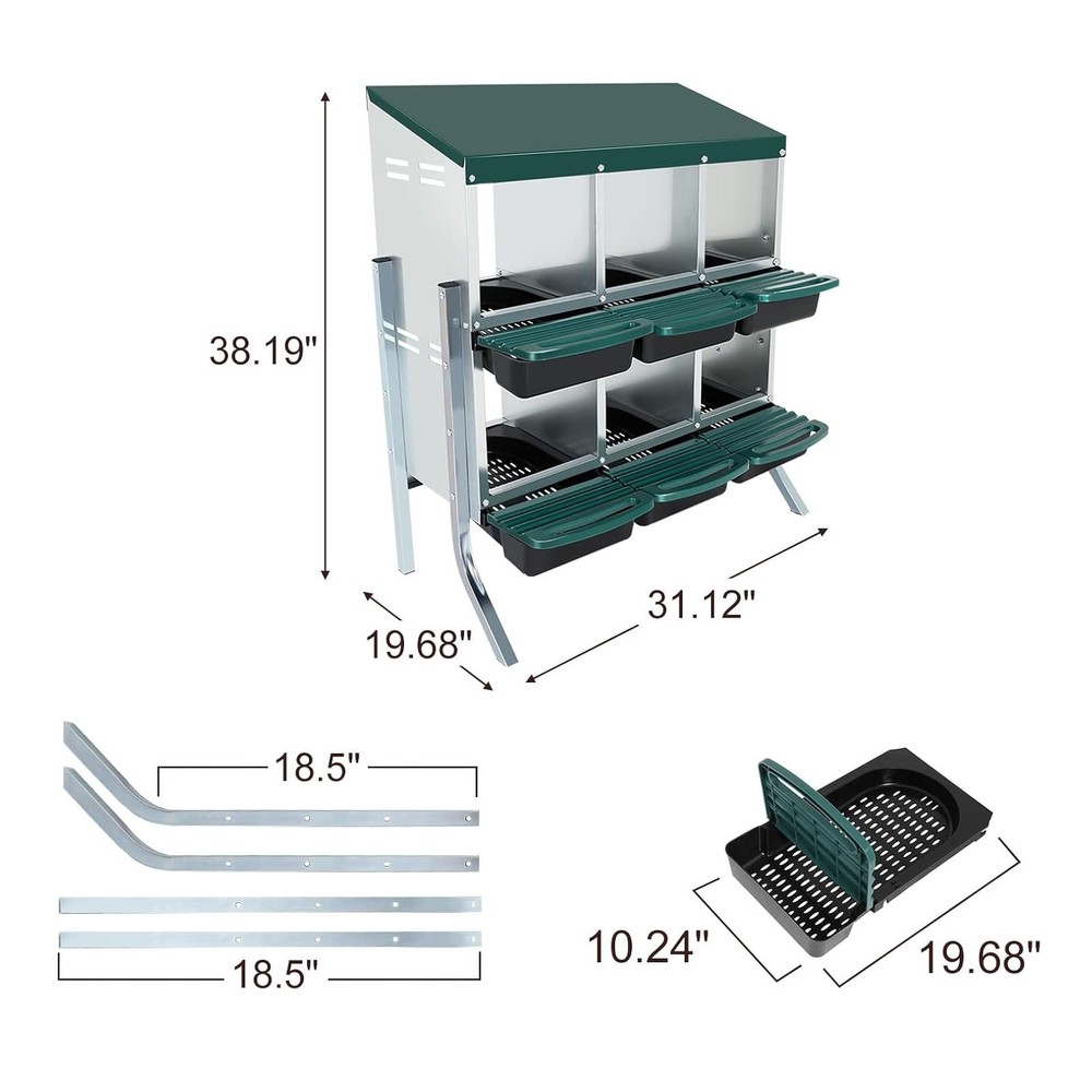 Chicken Nesting Boxes 6 Hole Metal Chicken Egg Laying Nesting Box With Perch