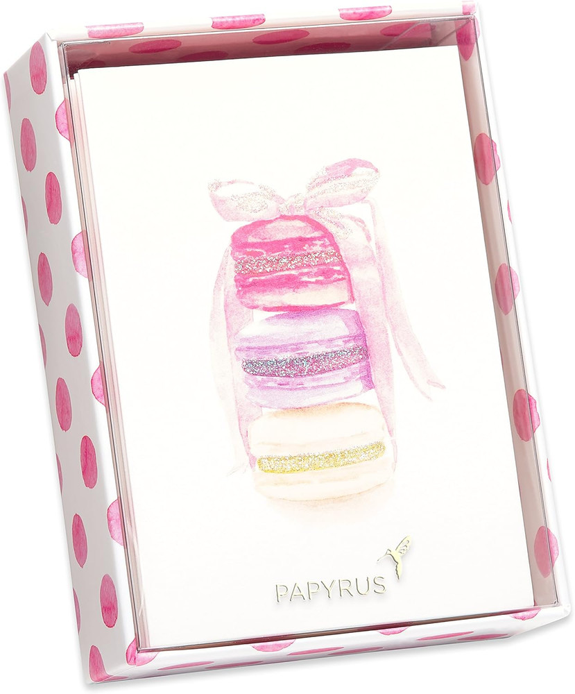 Papyrus Stack of Macarons Boxed Blank Note Cards with 14 Count Macaron New