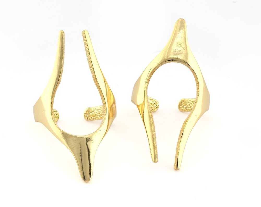 Helm Ring Egypt Style Adjustable Statement Shiny Gold Plated brass 4192