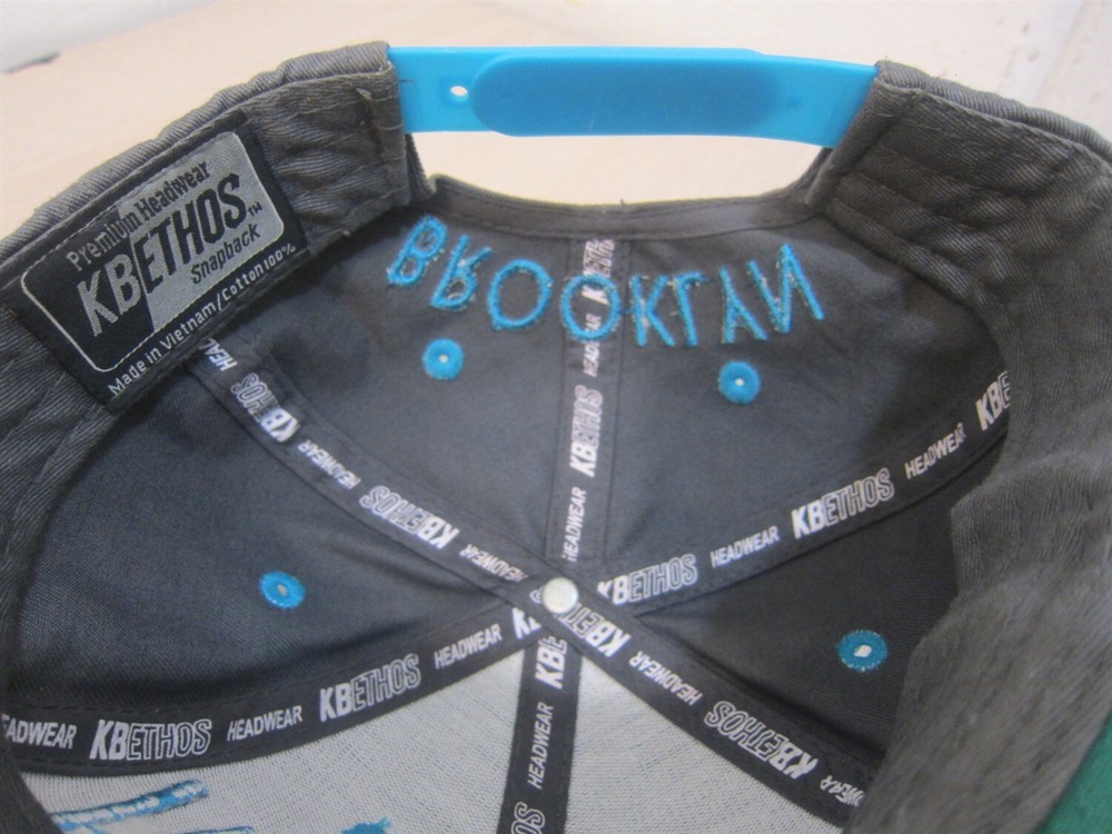 KBETHOS BROOKLYN BASEBALL STYLE ADJUSTABLE STRAPBACK HAT GRAY/TURQUOISE