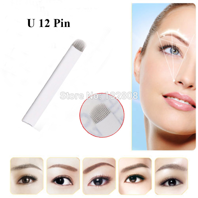 FLEXIBLE Microblading Needles Permanent Makeup Manual Eyebrow U Blade PCS 12-Pin