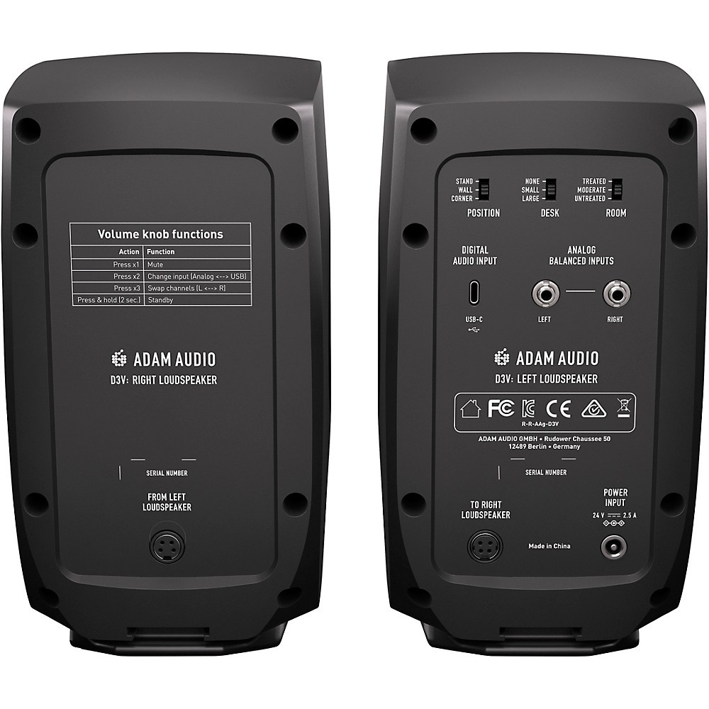 ADAM Audio D3V 3" Active Studio Monitors, Black (Pair)