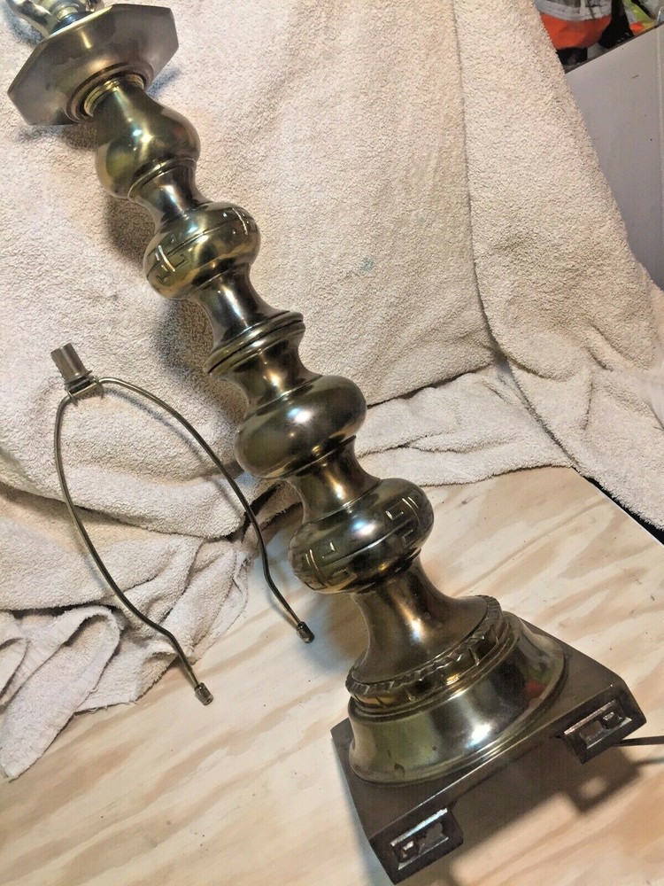 Art Deco Thick HEAVY solid CAST brass table lamp