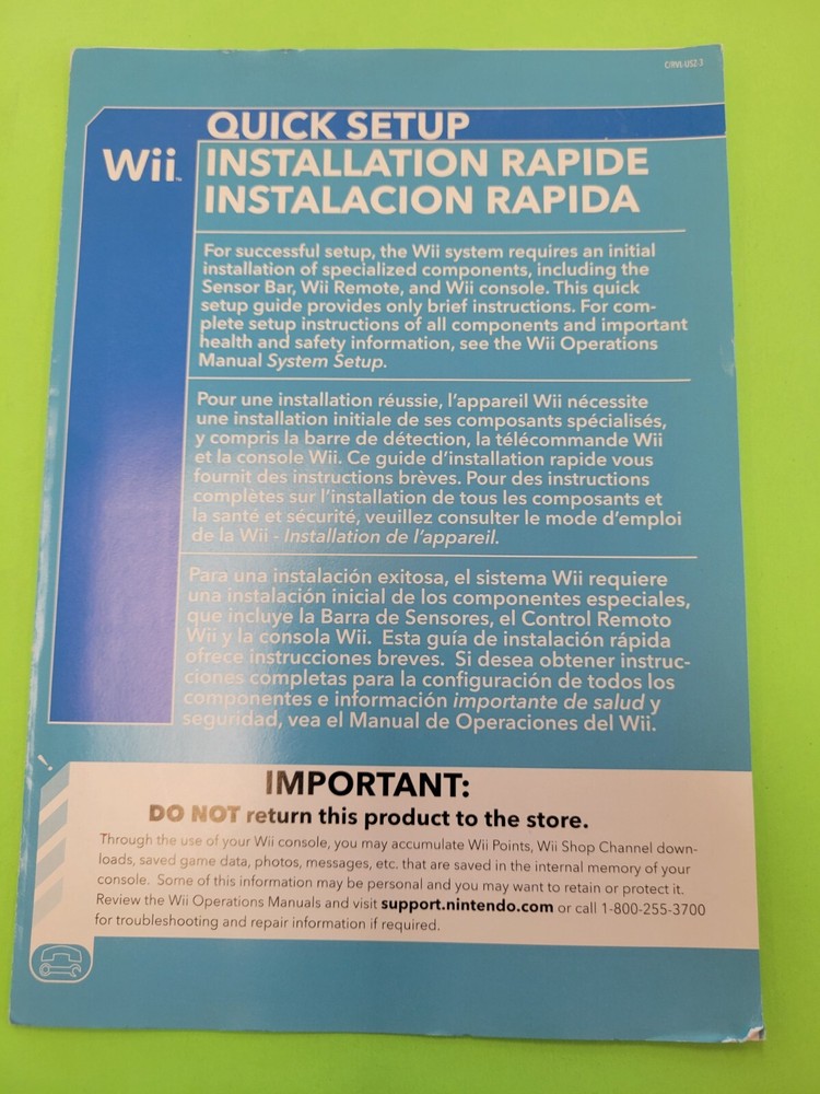 ¤ Wii Quick Setup Installation ¤ Manual Instruction Booklet Guide Authentic