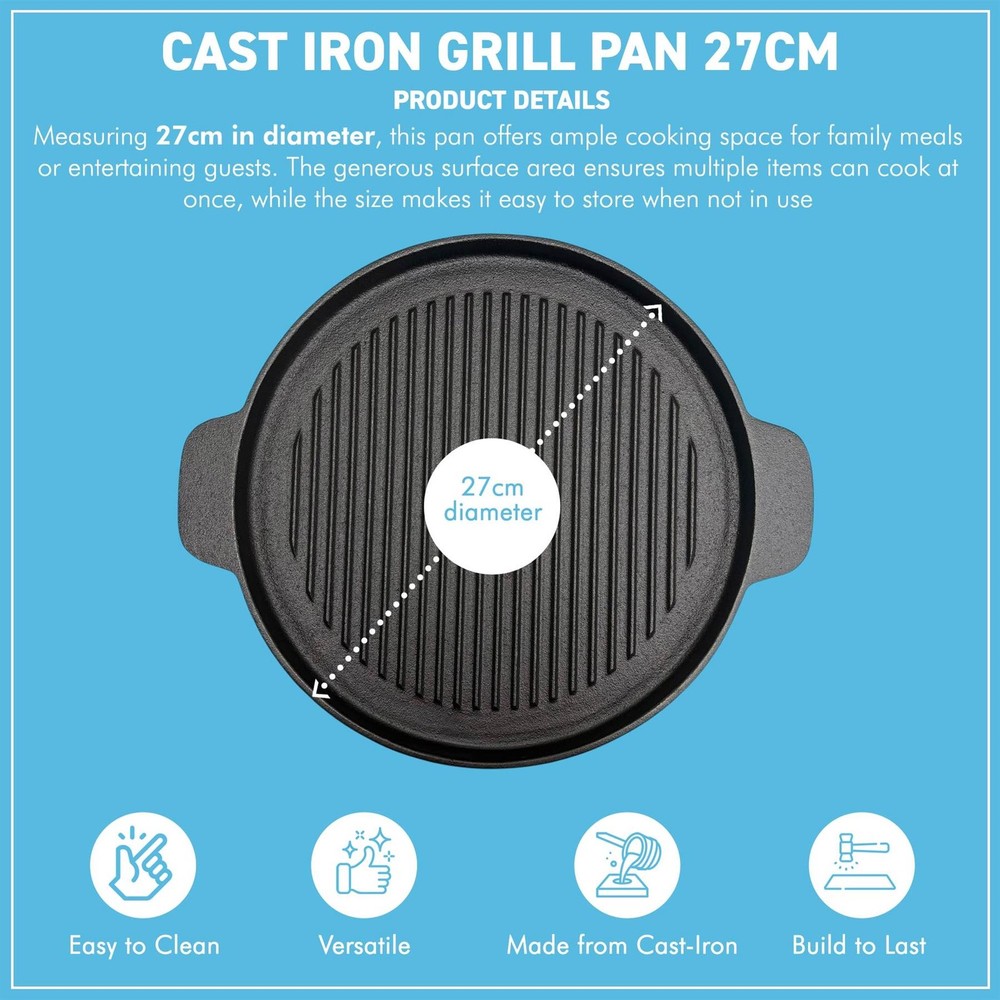 Cast Iron Grill Pan 27cm