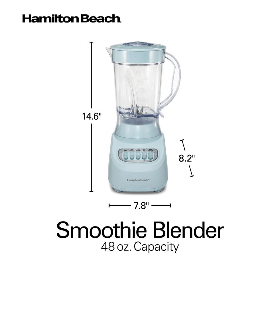 Hamilton Beach Smoothie Blender, 48 oz. Jar, 12 Blending Functions, Mint