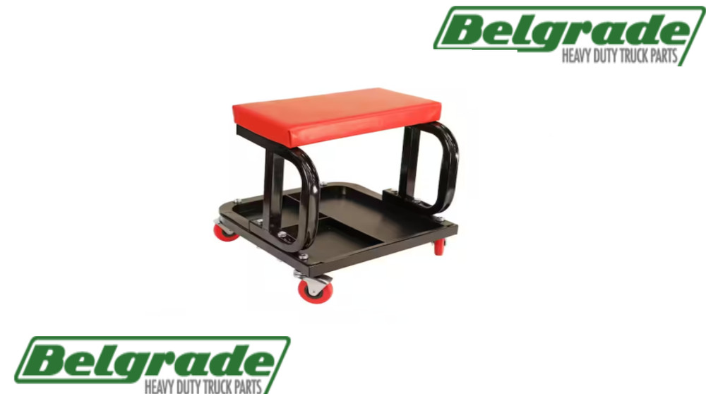 Creeper Seat Red Steel Frame, 2.5in Casters
