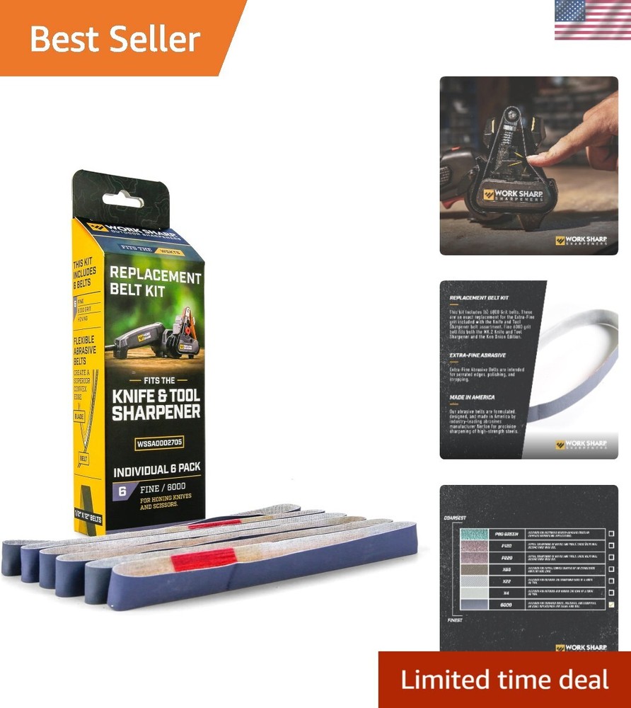 Hand-Powered 6000 Grit Knife Sharpener Replacement Belts - 6 Micromesh Packs