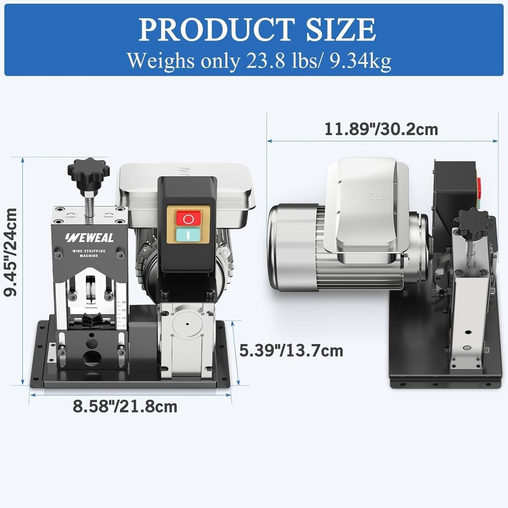 Wire Stripper Machine, 0.06''-1.18'' Electric Cable Stripper Machine with 180...