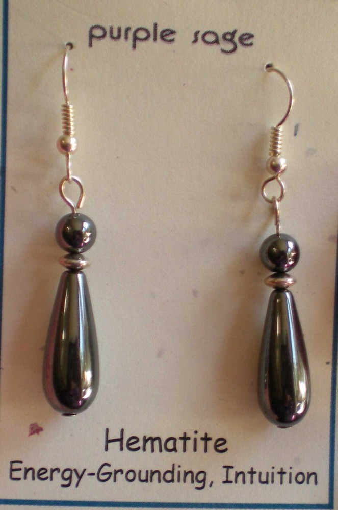 Hematite Bead Earrings - Sterling Silver e114