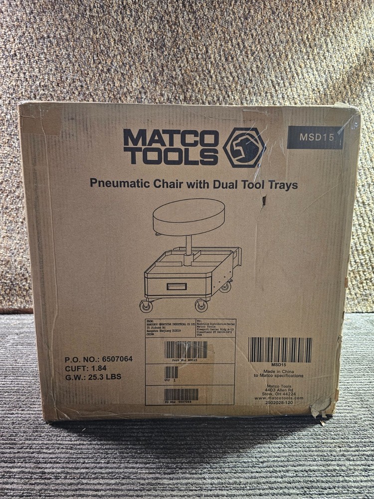 MATCO TOOLS MSD15 ADJUSTABLE PADDED CREEPER SEAT WITH TOOLBOX DRAWERS, RED