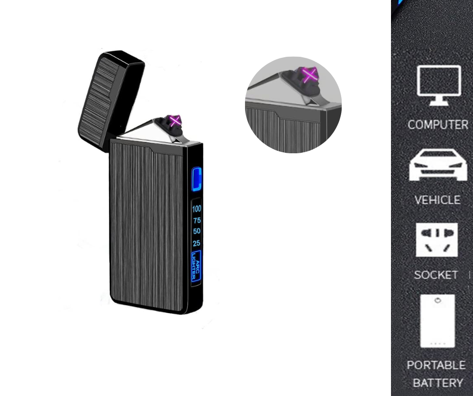 Electric Lighter Dual Arc Plasma USB Rechargeable new