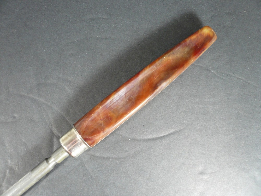 Vintage Bakelite Brown Marbleized 11" Sharpening Steel
