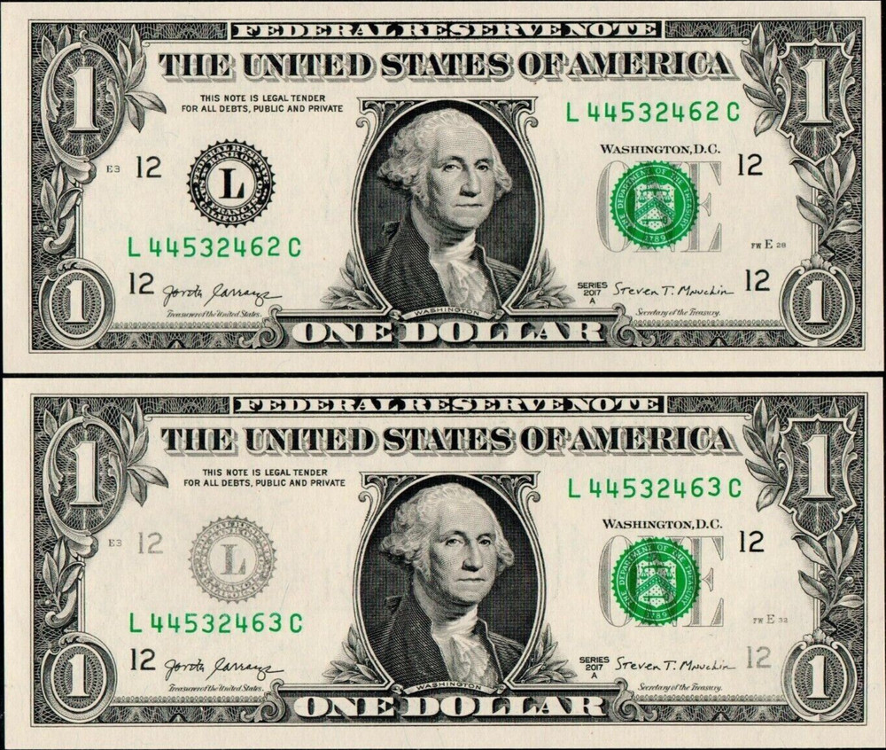 INSUFFICIENT INK DISTRIC STAMP & #, ROLLED #63, 2 CONSECUTIVE CRISPY UNC 2463C