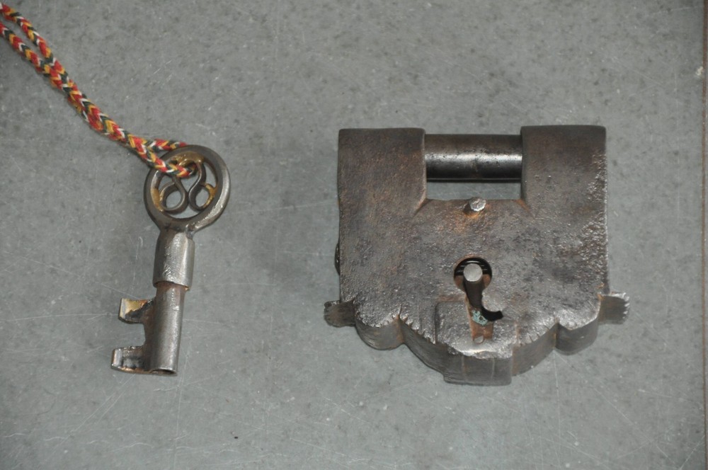 Vintage Iron Unique Typical Shape Handcrafted Solid Heavy Padlock