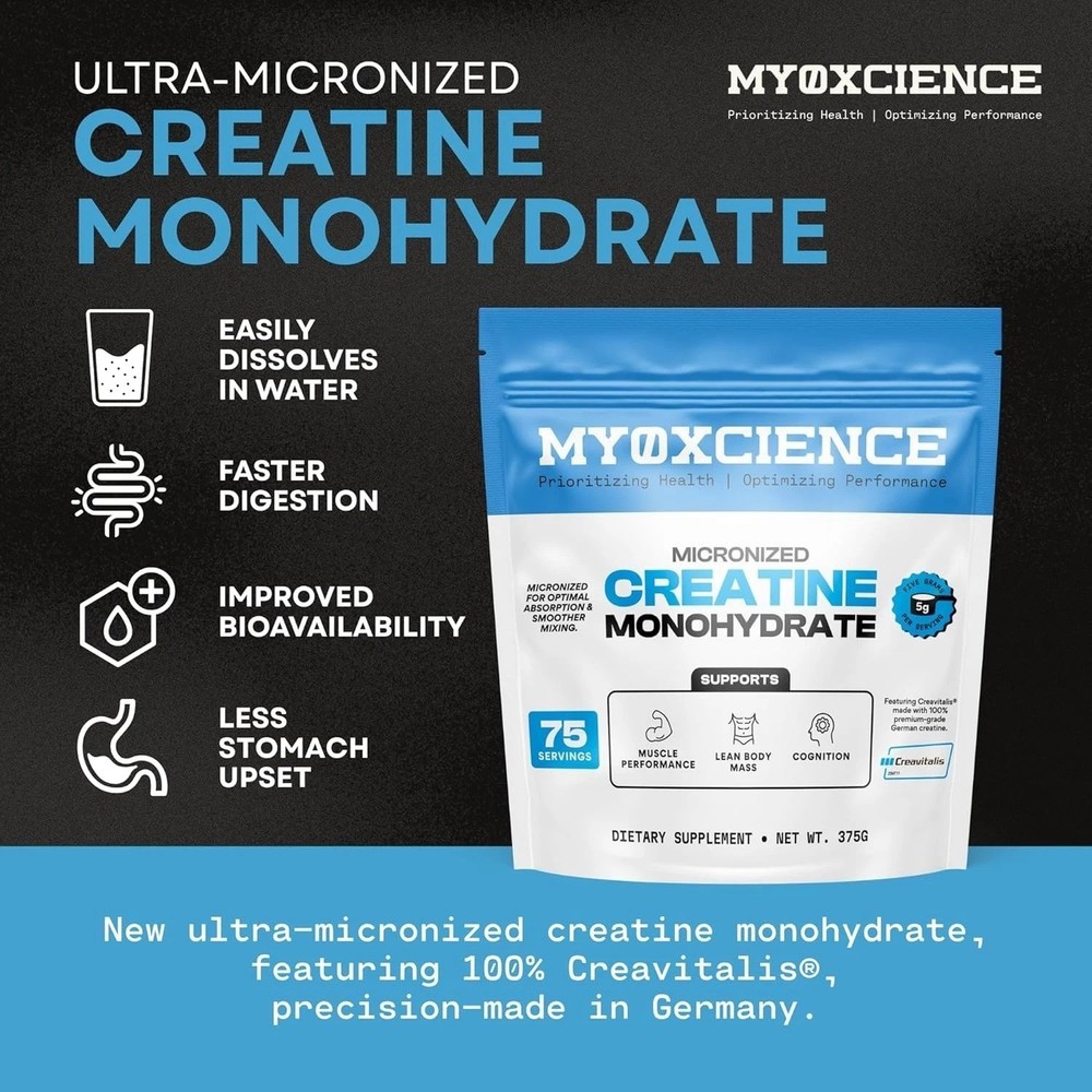 MYOXCIENCE Micronized Creatine Monohydrate Creavitalis 300g Unflavored