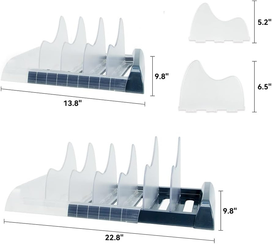 Expandable Pot and Pan Organizer Rack for Cabinet, Adjustable 35-58Cm Kitchen Ca