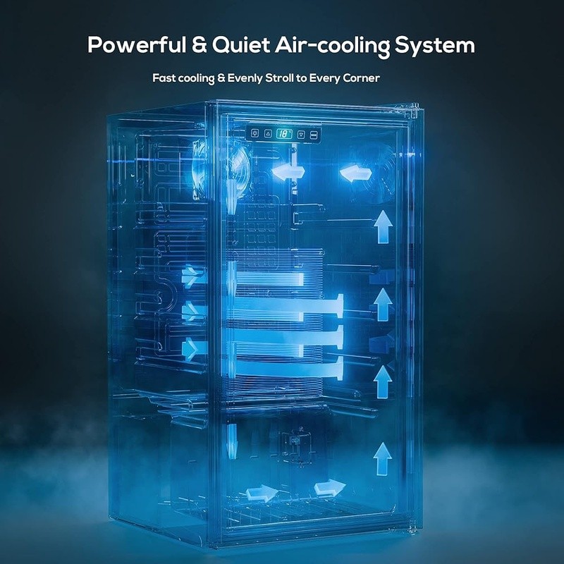 Beverage Refrigerator Quiet Cooling Adjustable Shelves LED Temperature Control