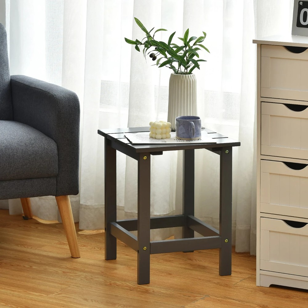 Costway 15" Square Wooden Patio Side Table
