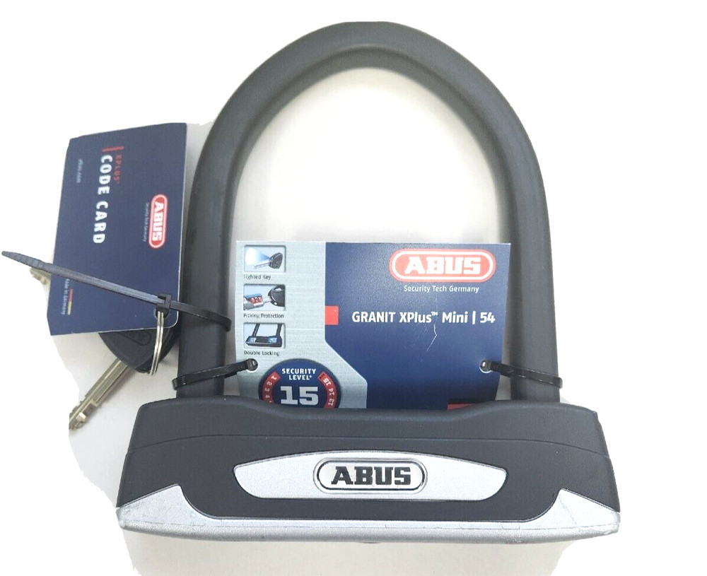 ABUS Lighted Key Maximum Security U-Lock Granit X-Plus 54 Mini with Code Card