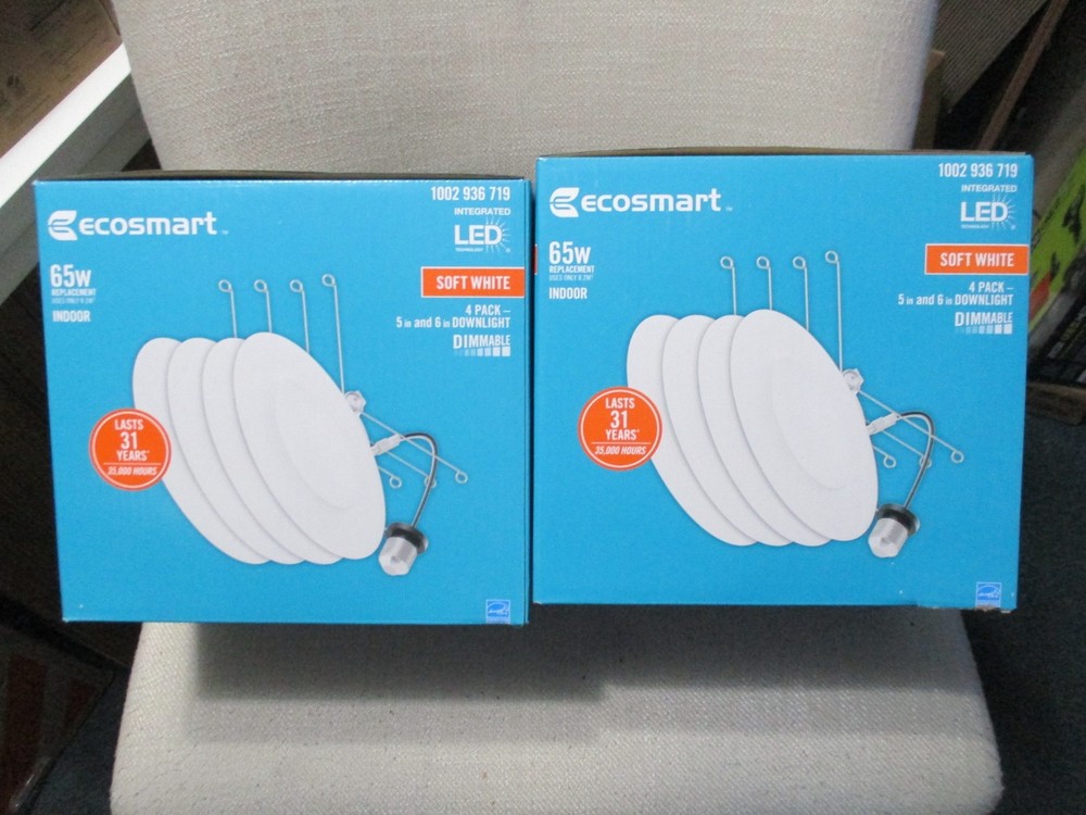2 - 4 packs Ecosmart 65w 5” - 6" Downlight Dimmable Soft White Screw-in Base NEW