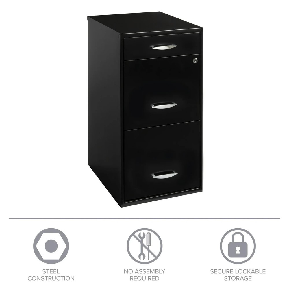 Space Solutions 3 Drawer Letter Width Vertical File Cabinet with Pencil Drawer,
