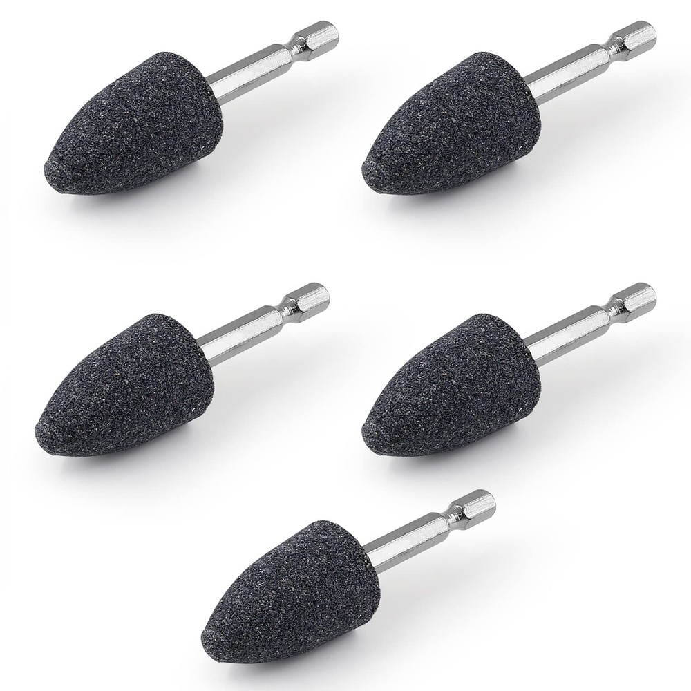 Aracombie 5PCS Abrasive Drill Bits Stone Grinding Bits, 1/4" Hex Cone Shaped
