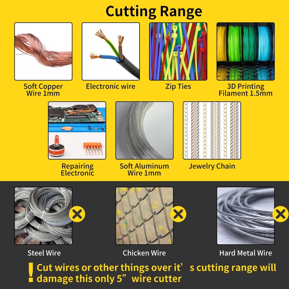 5pcs Micro Flush Cutters, Wire Cutter with 5"- 5 Pack, Yellow