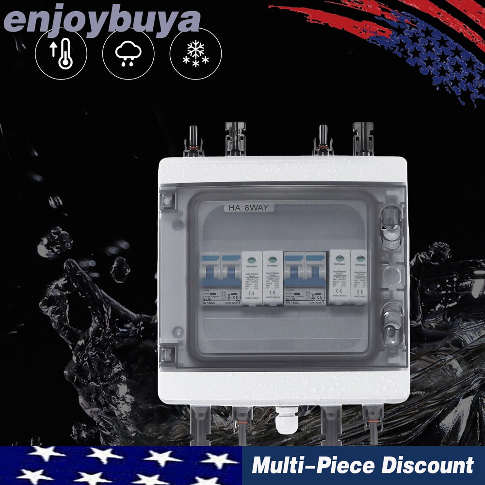 Solar Combiner Box with 2 Strings, Circuit Breaker & Manual Disconnect Feature