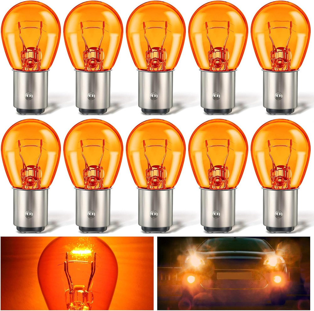 10 Pack 1157 Amber Bulb, 2057 2357 7528 BAY15D, Brake Light Bulbs, Turn Signal B