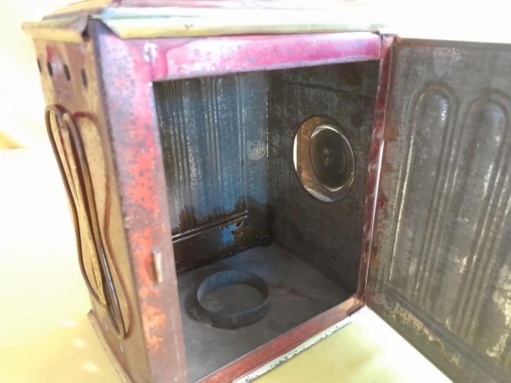 1885 RARE ANTIQUE MAGIC LANTERN PROJECTOR MEDAILLON LAPIERRE POLYCHROME 14”