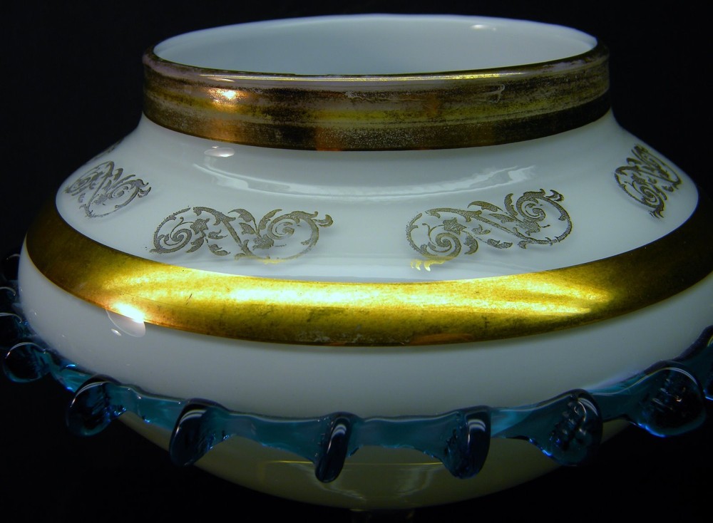 Murano Style Blown Art Glass Stemmed Candy Dish