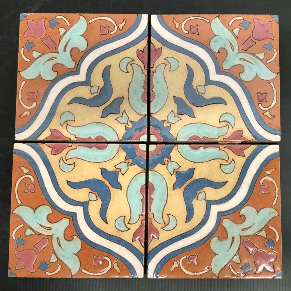 Gladding McBean 4-tile Floral Panel
