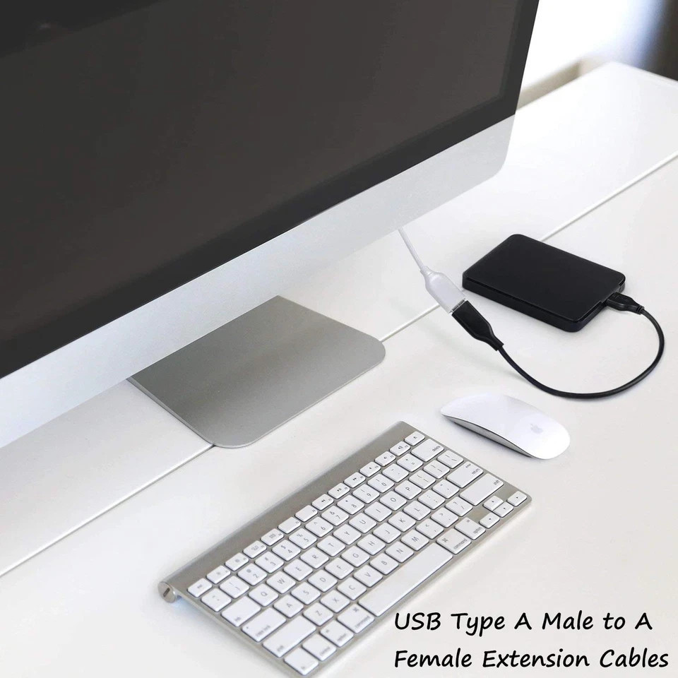 Costyle USB Extension Cable White, 2-Pack 2.0 6ft/2m Type A Male 6FT, White