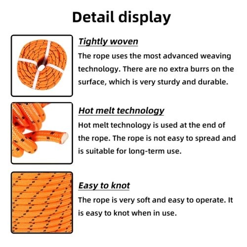 1/2"×150' Orange Bull Rope Double Braid Polyester Rope 6180Lbs Breaking Strength