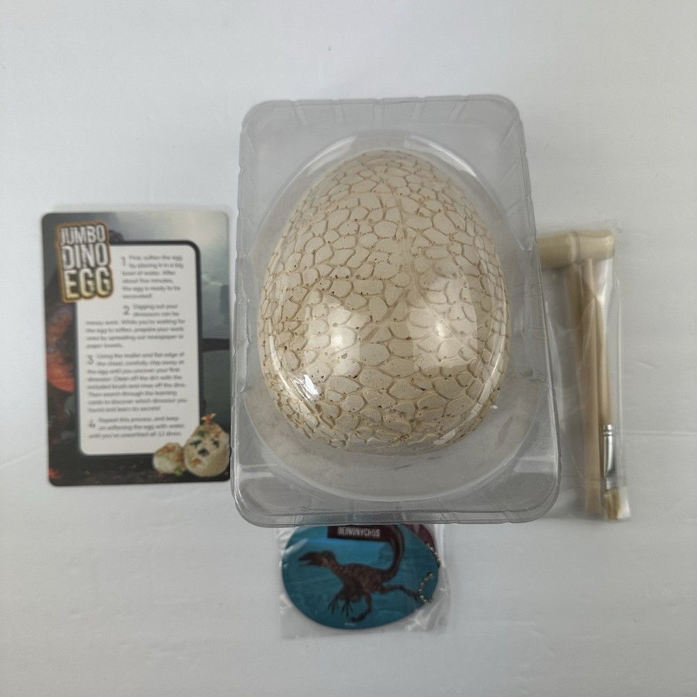 Dan & Darci Jumbo Dino Egg-12 Dino Models/ Learning Cards/ 3 Digging tools/ Egg
