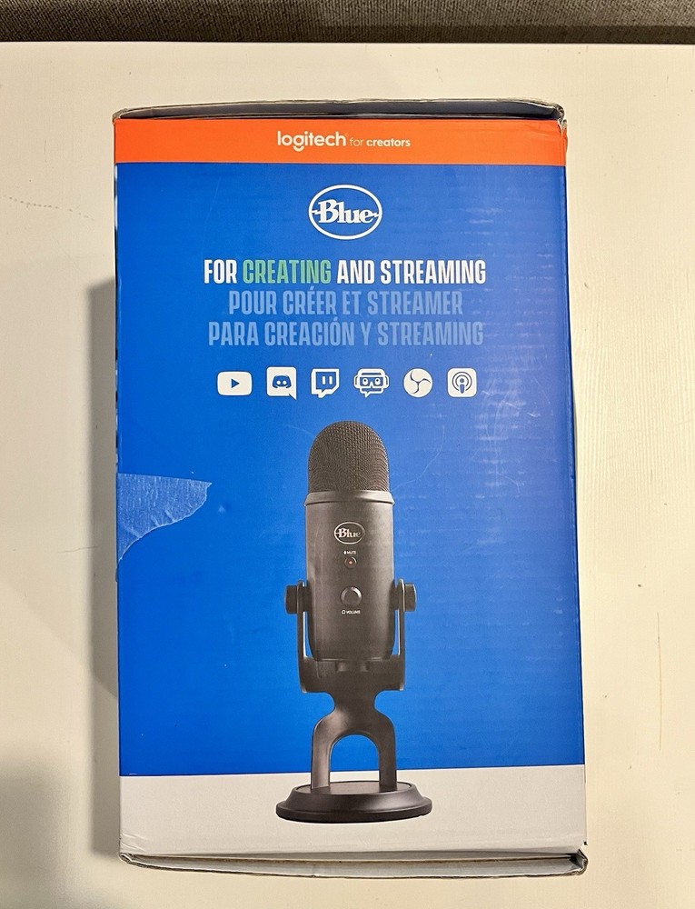 Blue Yeti USB Microphone Black Mute Button Adjustable Stand Volume Control