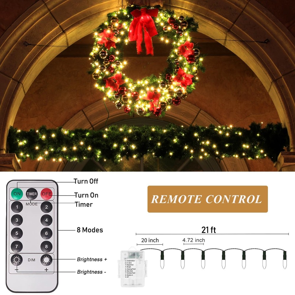 2 Pack 20ft Battery Operated String Lights with Remote, 50 LEDs Mini Twinkle ...