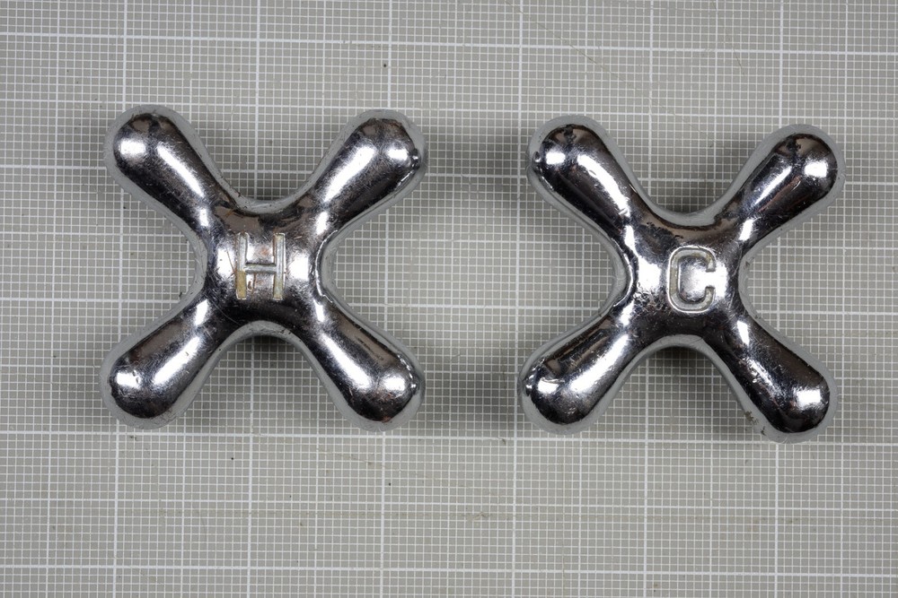 Vintage Original Solid Brass Cross Style Handles.