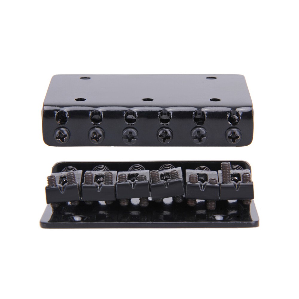6 String 65MM Metal Fixed Hardtail Saddle Bridge Top Load Guitar Tailpiece BK