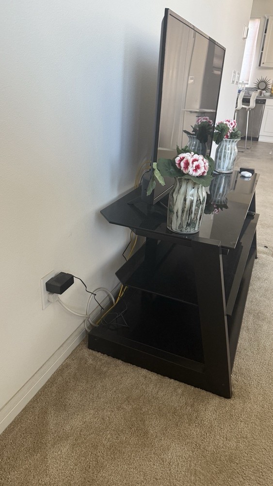 Tv table & stand - black glass