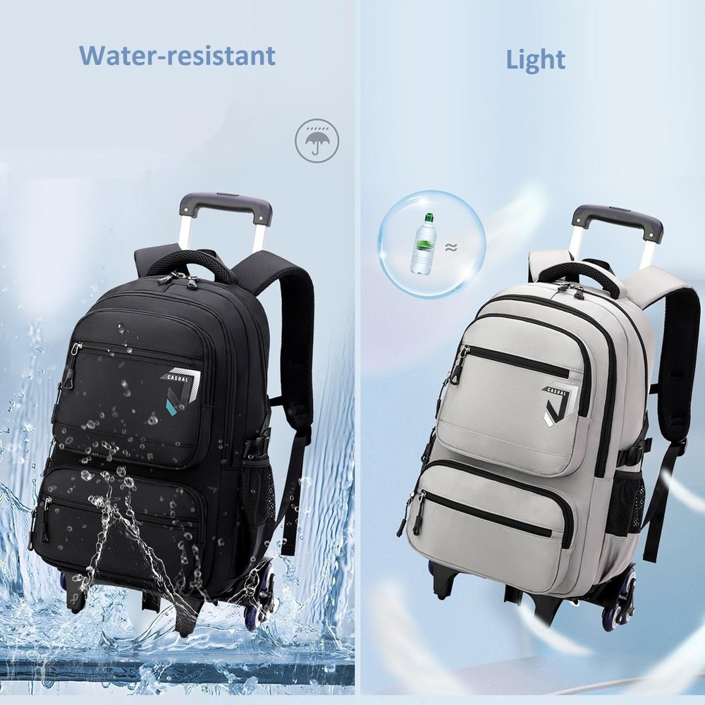 Rolling Backpack for Boys Backpack with Wheels for Kids Roller Laptop School ...