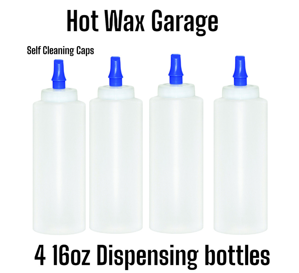 Dispenser Bottle 4 Pack, Squeeze Bottle, Self Cleaning Top
