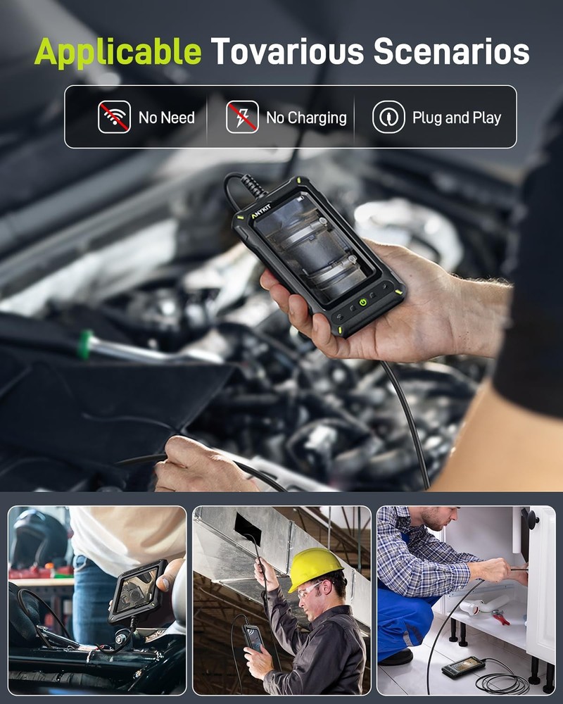 Borescope Inspection Camera with Light, Industrial Endoscope Camera with 0.3 ...