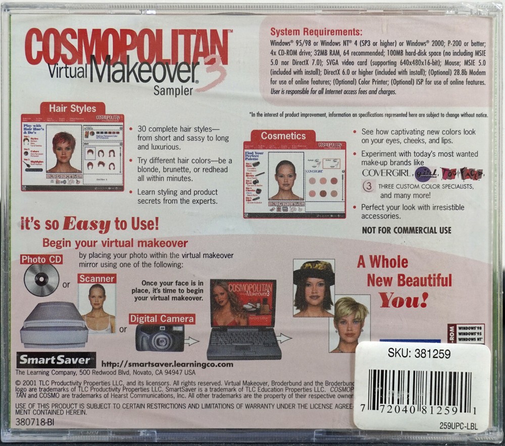 Cosmopolitan Virtual Makeover 3 - CD-Rom Sampler - Try 30 different hair styles