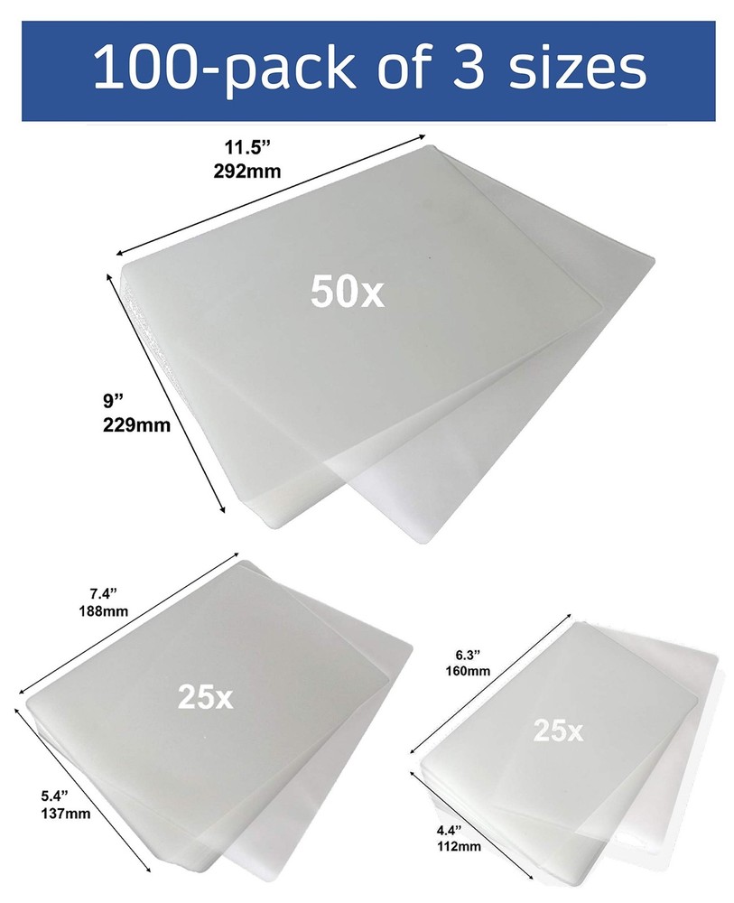 Jasel 100-pack Thermal Laminating Pouches Bundle Pack, 5 Mil Thickness, Assor...