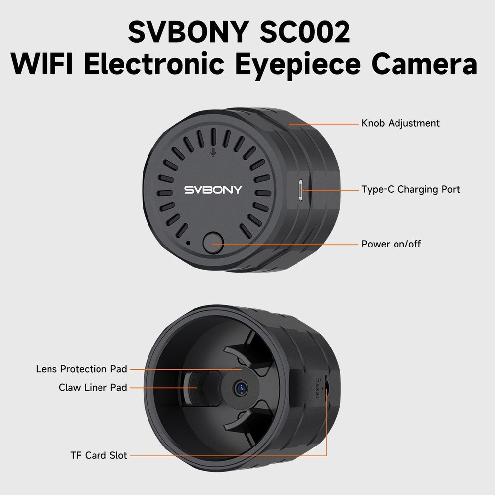 SVBONY SC002 Wireless Electronic Eyepiece, Digiscoping WiFi Electronic Eyepiece