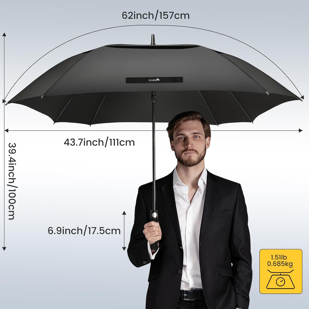 62/68 Inch Golf Umbrella Extra Large Oversized Umbrella Windproof Automatic Open