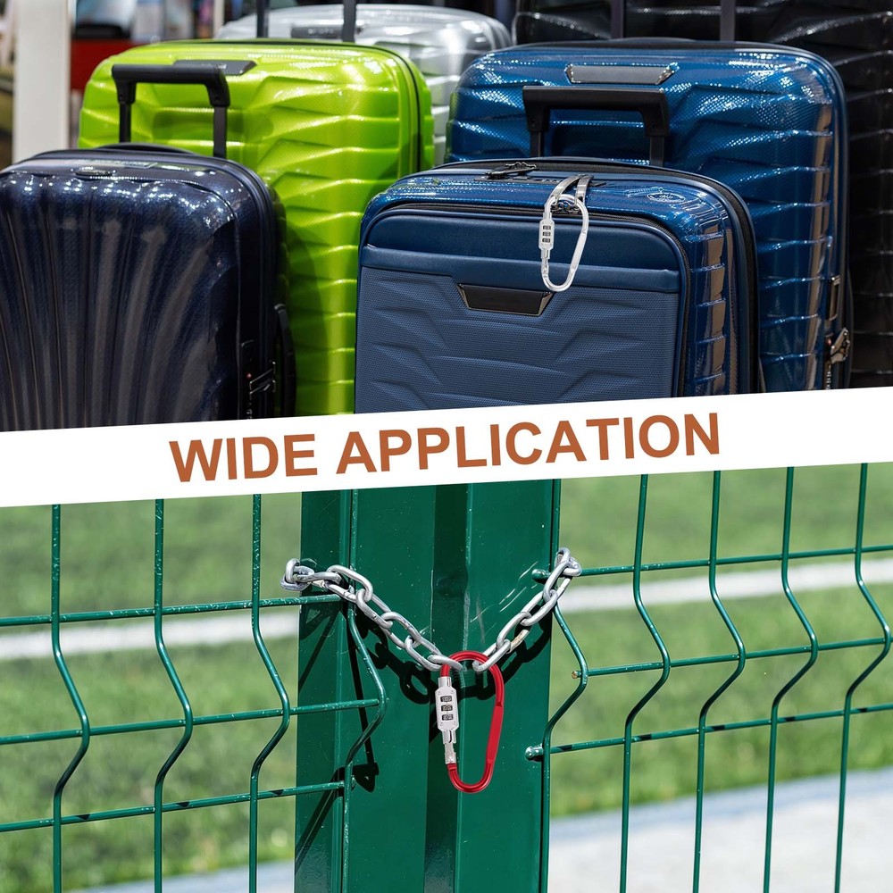 3.8" x 1.8" D-Shaped 3-Digit Code Combination Lock D-Ring Clip Locking, Silver